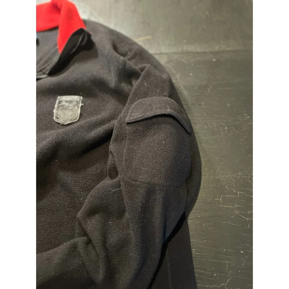 Polo Ralph Lauren Fleece 1/4 Zip Pullover Shirt Black‎ Red Trim Mens XL